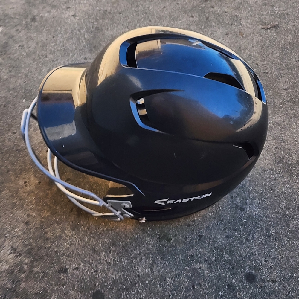 Easton Black Softball Batting Helmet with Silver Face Guard Size 6 3/8-7 1/8"